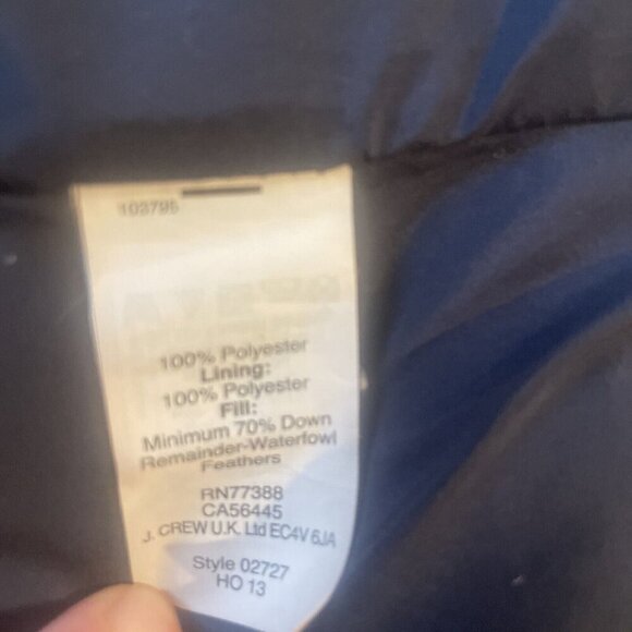 J.Crew Navy Blue White Stripe Zip Quilted Puffer Vest Down Snap Pocket Sz Xsmall - Picture 9 of 10